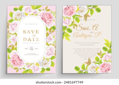 elegant floral roses border and frame card design