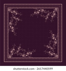 Elegant Floral Scarf in Deep Magenta Tones