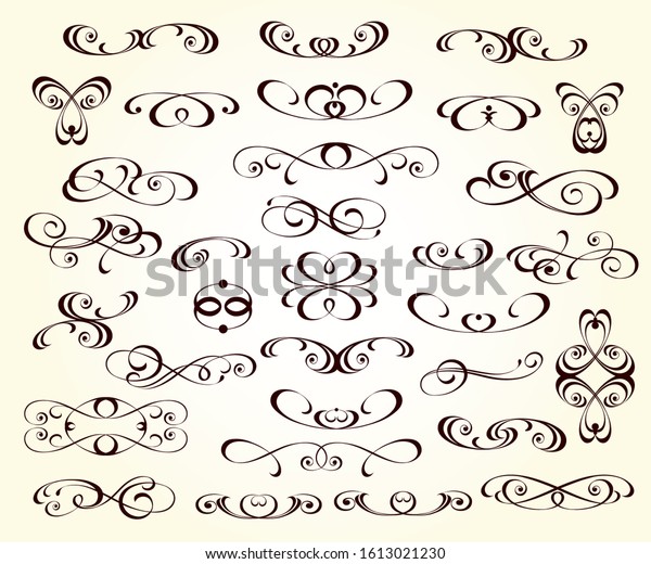Elegant Floral Scrollwork Design Elements Vector Stock Vector (Royalty ...
