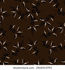 Elegant floral seamless pattern in black and gold color design. Trendy fabric prints. Vector illustration