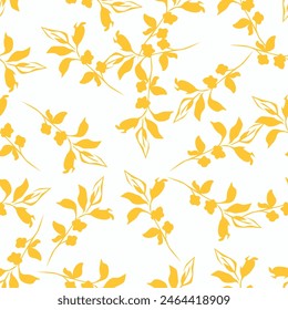 Elegant floral seamless pattern in black and gold color design. Trendy fabric prints. Vector illustration