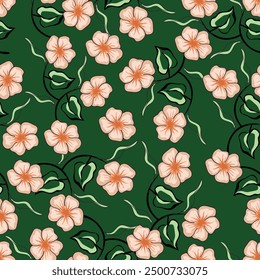 Elegantes florales, nahtloses Muster in schwarz-goldenem Farbdesign. Trendy Stoffdrucke. Vektorgrafik