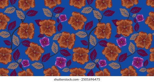 Elegante patrón floral sin fisuras en diseño de color negro y dorado. Estampados de tela de moda. Ilustración vectorial