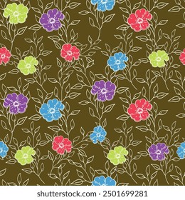 Elegante patrón floral sin fisuras en diseño de color negro y dorado. Estampados de tela de moda. Ilustración vectorial