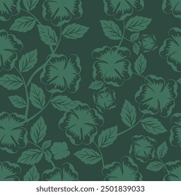 Elegant floral seamless pattern in black and gold color design. Trendy fabric prints. Vector illustration