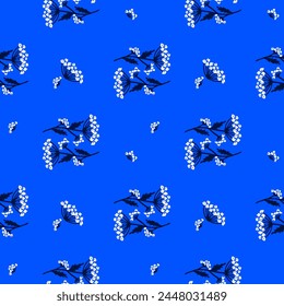 Elegant floral seamless pattern. Bold, cobalt colors. Vector illustration of abstract colors isolated on a white background