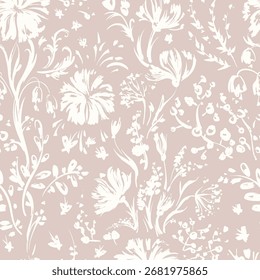Elegante patrón floral sin fisuras - ramas con flores. Repite la impresión con delicado 