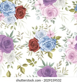 Elegant floral seamless pattern with colorful flower decorations