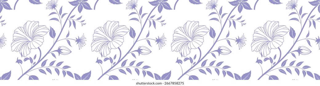 Elegante patrón floral sin fisuras con delicadas flores, hojas y ramas decorativas. Diseño perfecto para aplicaciones de Fondo de pantalla, tela y textiles. Fondo de Vector botánico con estilo.