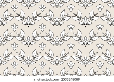 Elegante diseño floral sin fisuras en blanco y negro