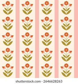 Elegante diseño floral sin fisuras en suaves colores rosa y verde. Simple Ilustración vectorial de flores.