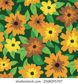 Elegant floral seamless pattern featuring fields flowers and hearbs. Perfect for wrapping, textile, fabric, cover and more