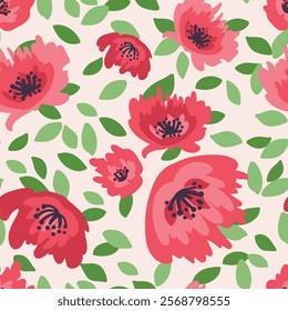 Elegant floral seamless pattern featuring fields flowers and hearbs. Perfect for wrapping, textile, fabric, cover and more