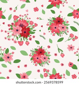 Elegant floral seamless pattern featuring fields flowers and hearbs. Perfect for wrapping, textile, fabric, cover and more