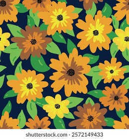 Elegant floral seamless pattern featuring fields flowers and hearbs. Perfect for wrapping, textile, fabric, cover and more