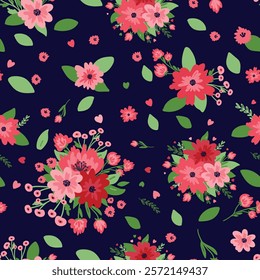 Elegant floral seamless pattern featuring fields flowers and hearbs. Perfect for wrapping, textile, fabric, cover and more