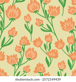 Elegant floral seamless pattern featuring fields flowers and hearbs. Perfect for wrapping, textile, fabric, cover and more