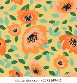 Elegant floral seamless pattern featuring fields flowers and hearbs. Perfect for wrapping, textile, fabric, cover and more