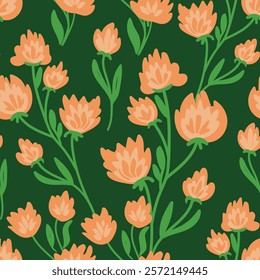 Elegant floral seamless pattern featuring fields flowers and hearbs. Perfect for wrapping, textile, fabric, cover and more
