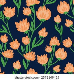 Elegant floral seamless pattern featuring fields flowers and hearbs. Perfect for wrapping, textile, fabric, cover and more