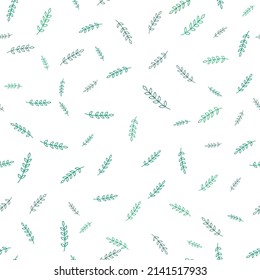 Elegant floral seamless pattern with green contour tree branches. Vector illustration.