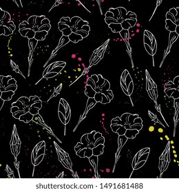 Elegant floral seamless pattern. Hand drawing tropical flowers,vintage background with flowers, sketch. For textiles, packaging, wrapper, fabric, wallpaper