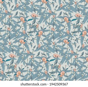 elegante estampado floral sin fisuras con flores dibujadas a mano y hojas en tonos pastel claros