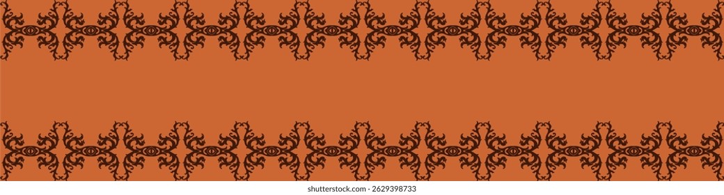 Elegant floral seamless pattern with intricate symmetrical designs. Perfect for wallpaper, fabric, textile, wrapping, background, or decorative use in digital and print projects.	