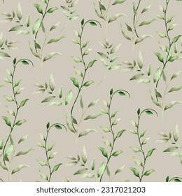 elegant floral seamless pattern with leaves watercolor ornament