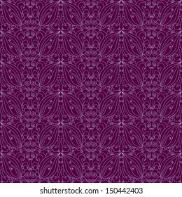 Elegant floral seamless pattern on the violet background