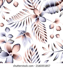 elegant Floral seamless pattern on white background. Hand drawn large flower buds. Flower silhouettes. Seamless pattern with hand drawn flowers. Colorful stylish floral. Floral background. Summer 