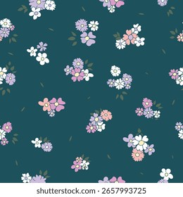 elegantes florales, nahtloses Muster auf floralem Hintergrund mit pastellrosa und cremefarbenen Blumen für modernes Textil- und Verpackungsdesign.