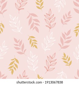 Elegant floral seamless pattern in pastel pink color.