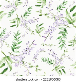 Elegant floral seamless pattern with purple flower