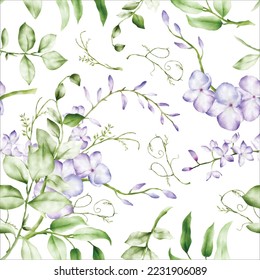 Elegant floral seamless pattern with purple flower