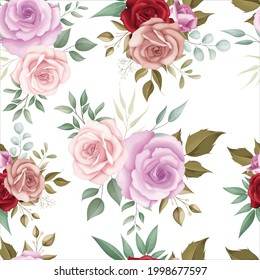 Elegant floral seamless pattern with romantic roses