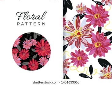 Elegant floral seamless pattern set. Vector design.