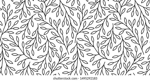 Elegant floral seamless pattern with tree branches. Vector organic background.
