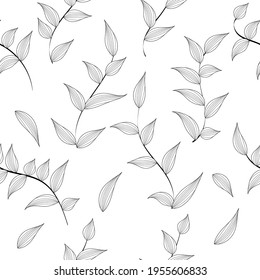 Elegant floral seamless pattern with tree branches. Vector organic background.