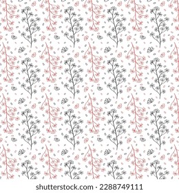 Elegante estampado floral sin fisuras con ramas de árbol. Fondo orgánico vectorial.
