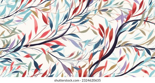 Elegant floral seamless pattern with tree branches. Vector organic background.