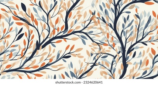 Elegant floral seamless pattern with tree branches. Vector organic background.