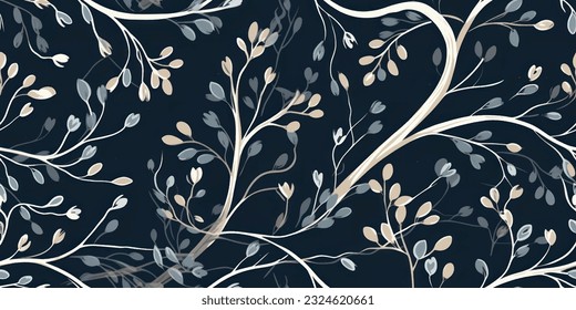 Elegant floral seamless pattern with tree branches. Vector organic background.