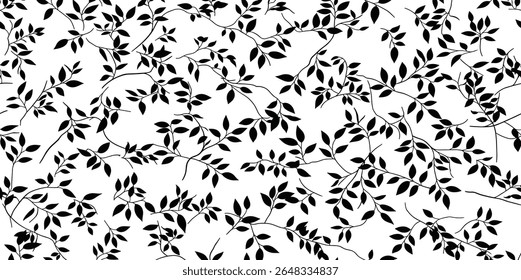 Elegante patrón floral sin fisuras con ramas de árbol. Vector de fondo orgánico.