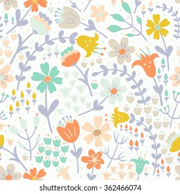 Elegant floral seamless pattern. Vector texture in pastel tender colors great choice for wrapping, textile, wallpaper, cloth design and other pattern fills