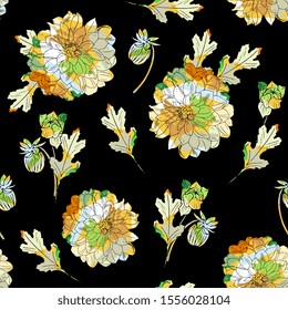 elegant floral seamless pattern. Vintage monochrome peonies, chrysanthemums on a light background. Spring; summer holidays presents and gifts wrapping paper,For textiles,packaging; fabric,wallpaper.