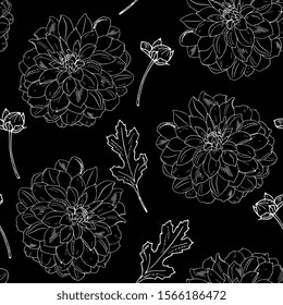 elegant floral seamless pattern. Vintage monochrome peonies, chrysanthemums on a light background. Spring; summer holidays presents and gifts wrapping paper,For textiles,packaging; fabric,wallpaper.