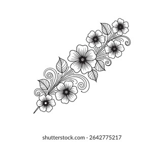 Elegant floral silhouette design featuring a delicate arrangement of flowers and leaves. The distinctive line art style creates a sophisticated and versatile image, perfect for various design 