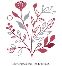 elegant floral sketch for fashion and cushion cover.detailed botanical line artwork with summer theme.modern single line flower illustration

