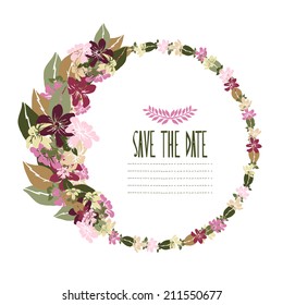 Elegant floral stephanotis frame, design element. Can be used for wedding, baby shower, mothers day, valentines day, birthday cards, invitations. Vintage decorative flowers.